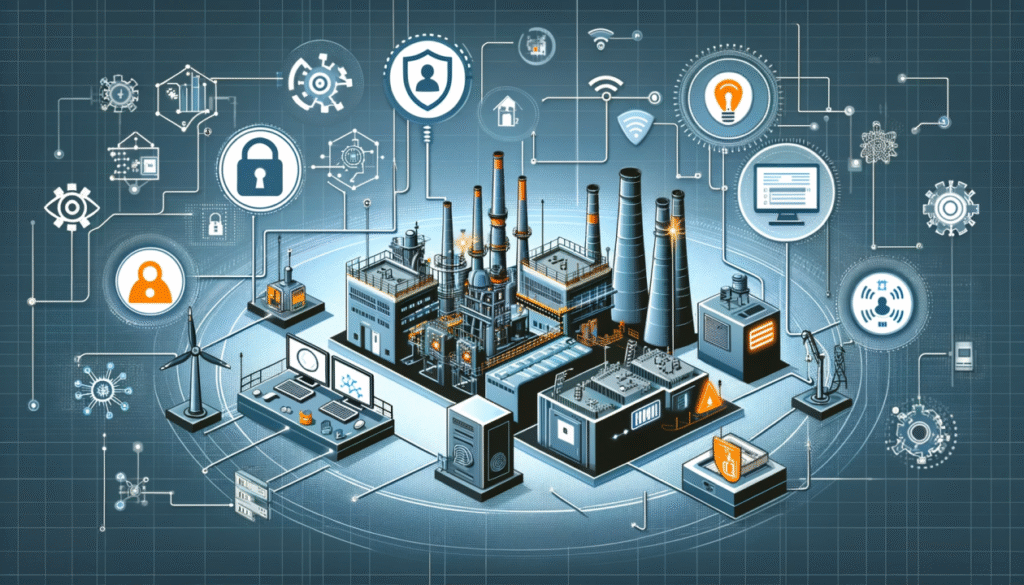 Security engineer monitoring an industrial control system for threats using an OT security dashboard.